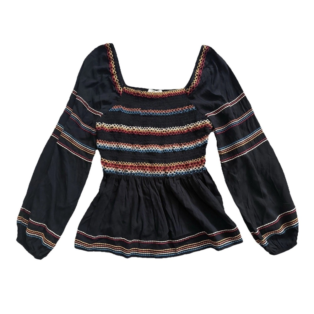 Savanna Jane Embroidered Black Top Size‎ Small